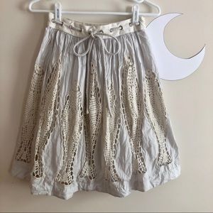 Anthropologie Lace Cotton Fish Skirt w/ Rope Tie